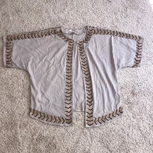 Gorgeous Taupe Embellished Kimono Short Jacket